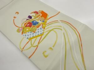 塩瀬　金駒刺繍　玉手箱模様名古屋帯